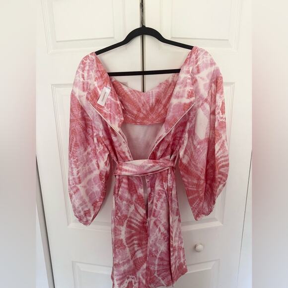 Zimmermann Winsome Cinch Dress Pink White Tie-Dye Long Sleeve Dress US Size 8 - Picture 10 of 12